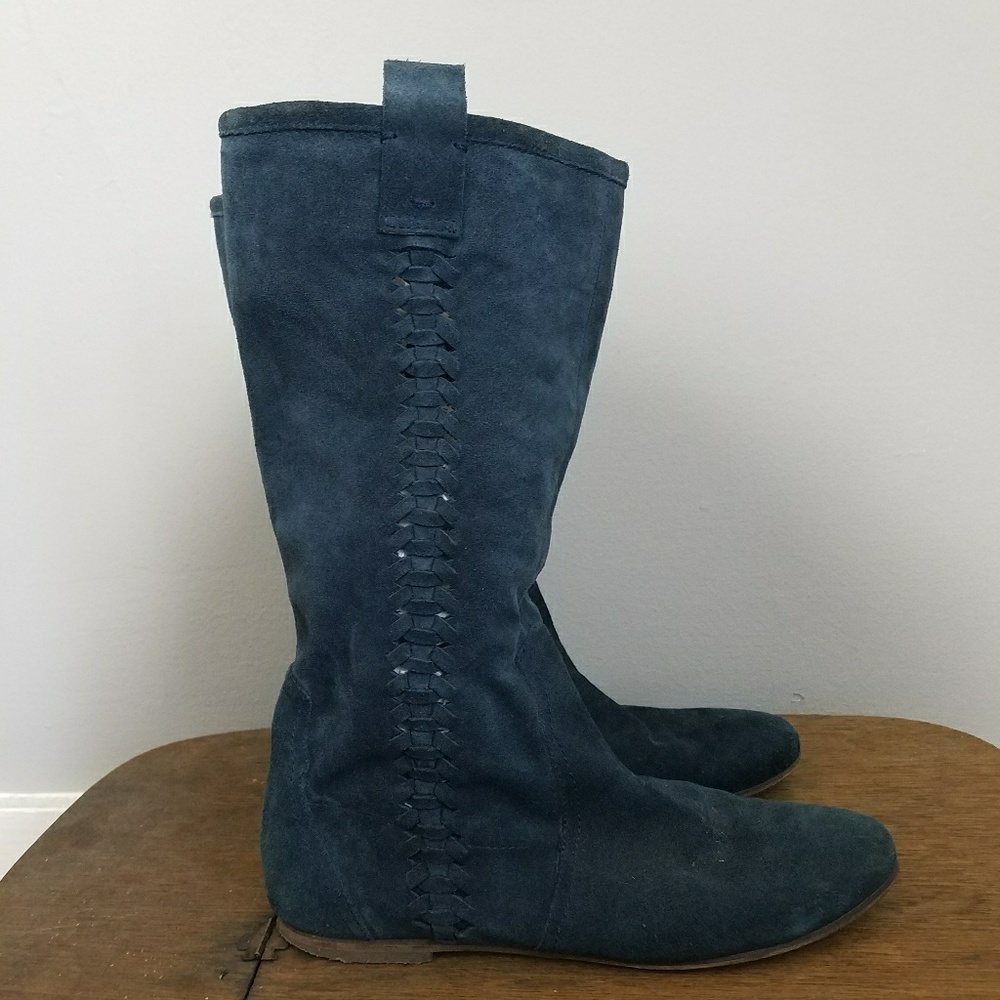 Nine west | Blue leather lace up boots